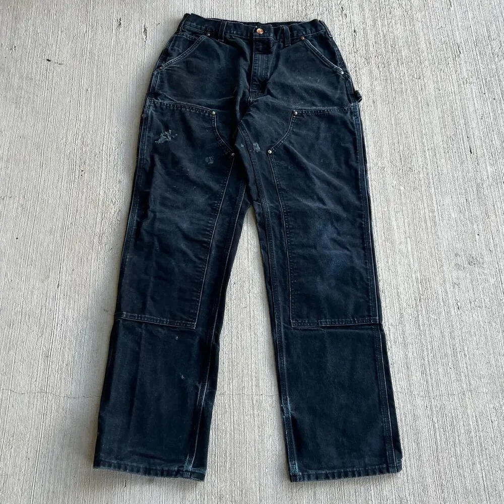 Carhartt faded black double knee work wear carpenter pants